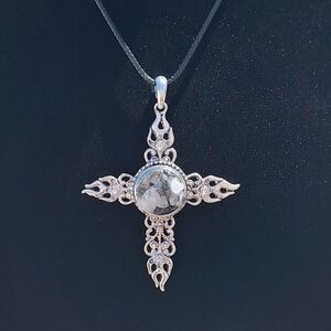 Stylish Black Rutilated cross with 24 inch cord